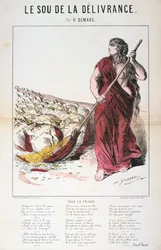 Le Sou de la Delivrance karikatuur en liedblad, Frans-Duitse Oorlog, 1870-1871