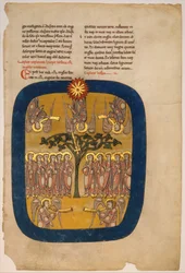 Blad uit een Beatus Manuscript: Engelen Bedwingen de Vier Winden..., ca. 1180