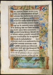 Blad uit een Getijdenboek: Aap aan het vissen, c. 1500-1510