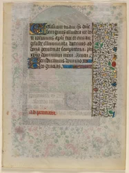 Blad uit een getijdenboek: tekst verso, ca. 1430