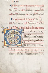 Blad uit een Graduale: Initiaal G met Christus, de Maagd en Apostelen, ca. 1300