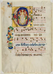 Blad uit een Graduale met Geïllustreerde Initiaal G: Maria als Koningin van de Hemel, ca. 1425-1450
