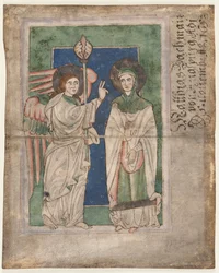 Blad uit een psalter: Aankondiging recto, Blad uit een psalter: Geboorte verso, begin 1200s