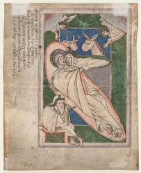 Blad uit een psalter: Geboorte verso, begin 1200