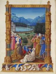Les Très Riches Heures du duc de Berry, Folio 133v - De Openbaring van het Ware Kruis