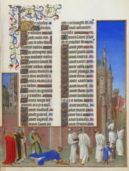 Les Très Riches Heures du duc de Berry, Folio 72r - De Processie van Sint Gregorius