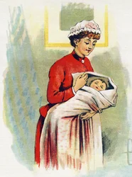 Letter N: verpleegster. Gravure in "ABC L