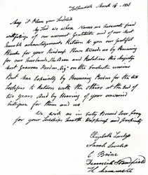 Brief geschreven aan minister van Binnenlandse Zaken John Russell 1792-1878 door de vrouwen van de Tolpuddle Martyrs