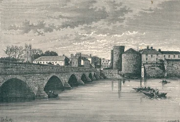Limerick - Thomond Bridge en King Johns Castle, 1896