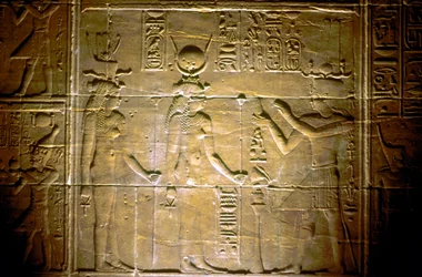 Kalkstenen reliëf in de Tempel van Philae, Oud-Egyptisch