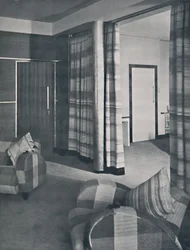 Woonkamer in een Londens huis, ontworpen door Raymond McGrath, A.R.I.B.A., 1936