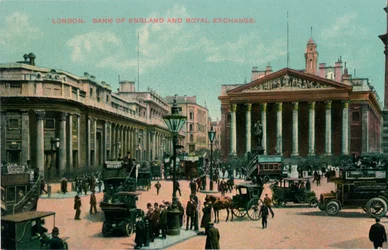 Londen, Bank of England en Royal Exchange, ca. 1910