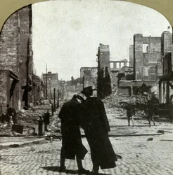 Kijkend naar het noordoosten vanaf de hoek van Sutter en Jones Sts., 1906