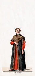 Lord Chancellor, kostuumontwerp voor Shakespeares toneelstuk, Henry VIII, 19e eeuw