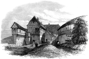 Luthers huis bij Wartburg Kasteel, Eisenach, Duitsland, 1862