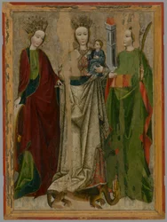 Madonna op de draak tussen de heilige Catharina en Barbara