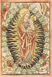 Madonna en kind in een rozenkrans