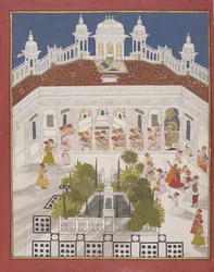 Maharana Ari Singh aanbidt in zijn paleis, 1765
