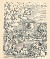 Majoor Denhan en zijn gezelschap ontvangen door de sjeik van Bornu, 1826, 1912