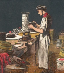 Zijden hoeden maken, 1867