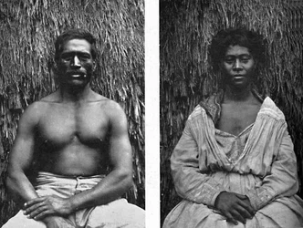 Mannelijke en vrouwelijke Hawaiianen en face, 1902