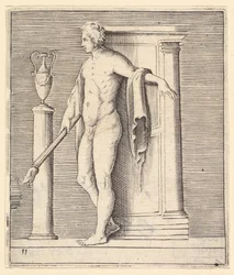 Man met Fakkel bij Tempeldeur, gepubliceerd ca. 1599-1622
