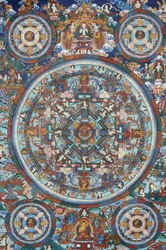 Mandala op een Tibetaanse thangka, Bhaktapur, Nepal