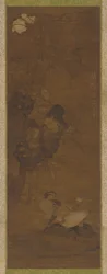 Mandarijneenden, rotsen en een bloeiende plant, 1368-1644