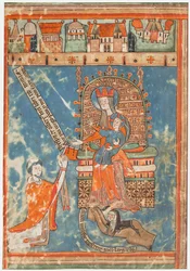 Manuscriptblad met opdracht van een boek aan de Maagd, ca. 1400