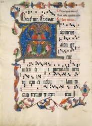 Manuscriptblad met initiaal A, uit een antifonarium, Duits, ca. 1425-50