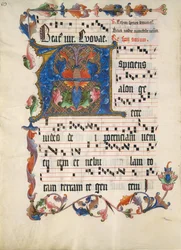 Manuscriptblad met Initiaal A, uit een Antifonarium, ca. 1425-50