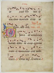 Manuscriptblad met initiaal O, uit een antifonarium, Italiaans, 15e eeuw