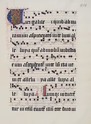 Manuscriptblad met initiaal V, uit een Graduale, Duits