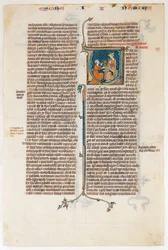 Manuscriptblad met Begin van Het Boek Nehemia, uit een Bijbel, ca. 1280-1300