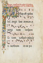 Manuscriptblad met Sint Jan de Evangelist en Sint Jan de Doper in een..., 2e helft 15e eeuw