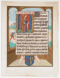 Manuscriptblad met Sint-Thomas, uit een Getijdenboek, ca. 1500