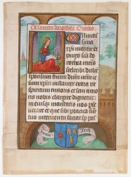 Manuscriptblad met Sint Dorothea, uit een Getijdenboek, ca. 1500