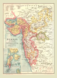 Kaart van Bombay, Berar en een deel van Centraal-India, 1902