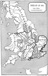 Kaart van Groot-Brittannië in 665