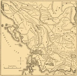 Kaart van Epirus en West-Griekenland, 1890