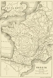 Kaart van Gallië en een Deel van Groot-Brittannië, 1890