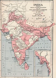 Kaart van India in 1856
