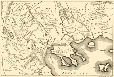 Kaart van Macedonië en de aangrenzende districten, 1890