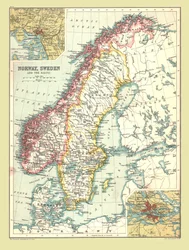 Kaart van Noorwegen en Zweden