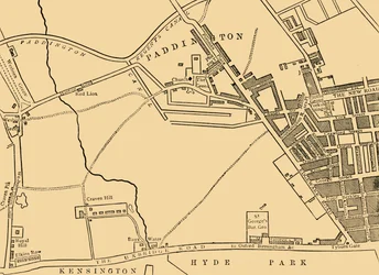 Kaart van Paddington, in 1815, c1876