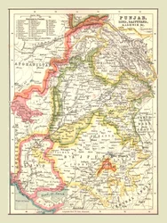 Kaart van Punjab, Sind, Rajputana en Kashmir, 1902