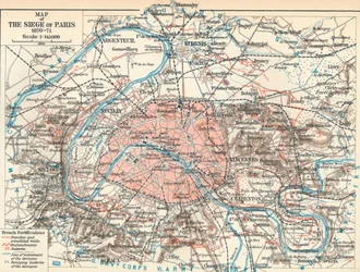 Kaart van het Beleg van Parijs, 1870-71, 1907