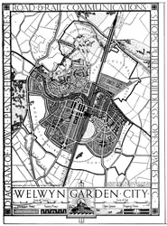 Kaart van Welwyn Garden City, Hertfordshire, Engeland