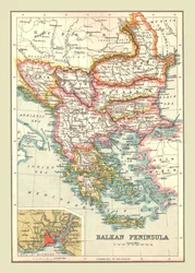 Kaart van het Balkanschiereiland, 1902