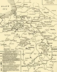 Kaart van de grens tussen Rusland en Turkije, Eerste Wereldoorlog, ca. 1920